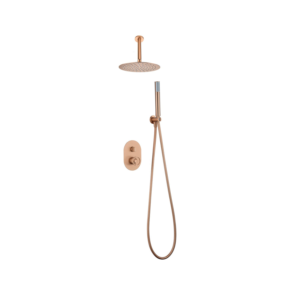Conjunto de Ducha Monomando Empotrado Vesubio IMEX Oro Rosa Cepillado