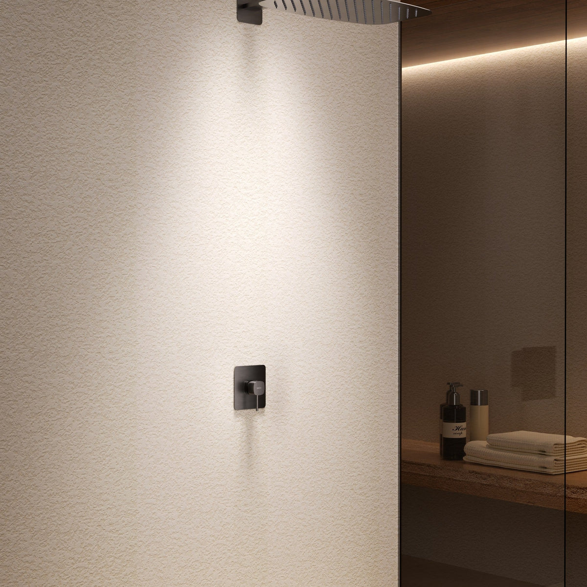 Set Monomando Empotrado 1 Vía Firenze Con Rociador IMEX instalado en un baño