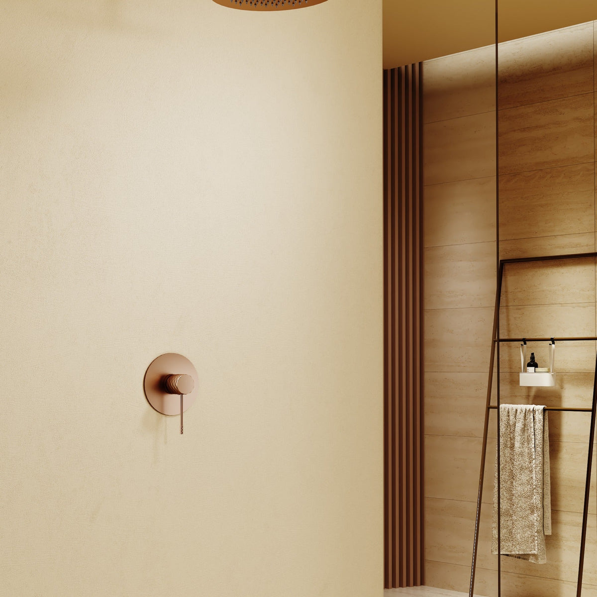 Set Monomando Empotrado 1 Vía Génova Con Rociador IMEX instalado en un baño