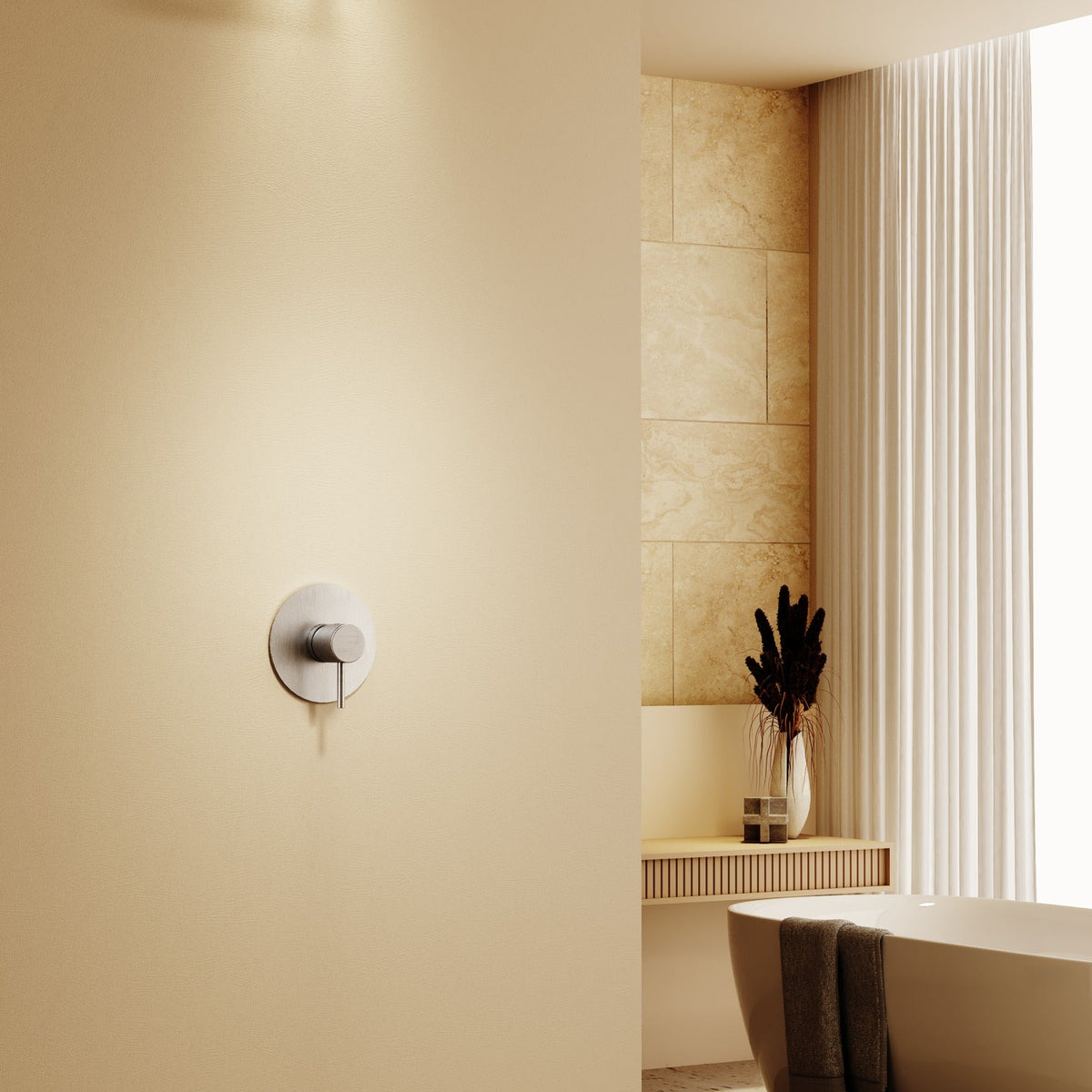 Set Monomando Empotrado 1 Vía Monza Con Rociador IMEX instalado en un baño