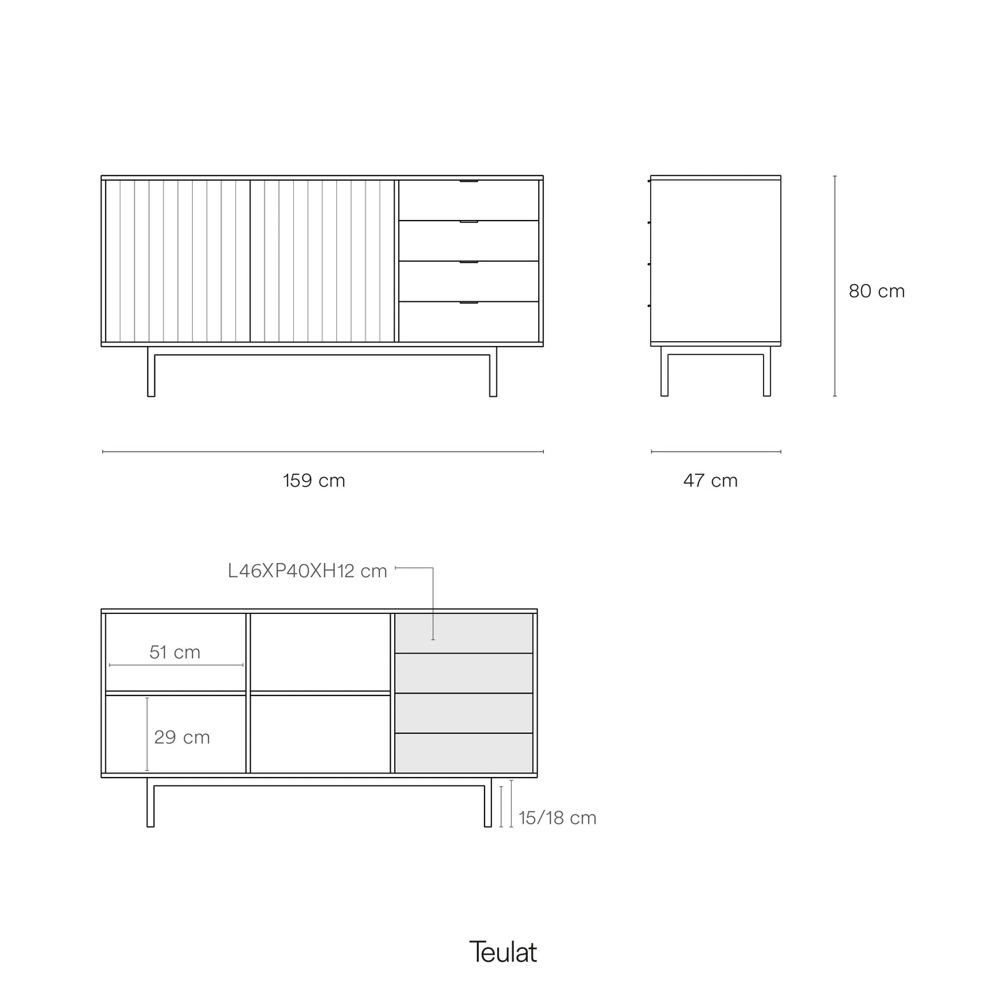 Ficha técnica oficial Teulat - Aparador Sierra Teulat | Aparador moderno de diseño