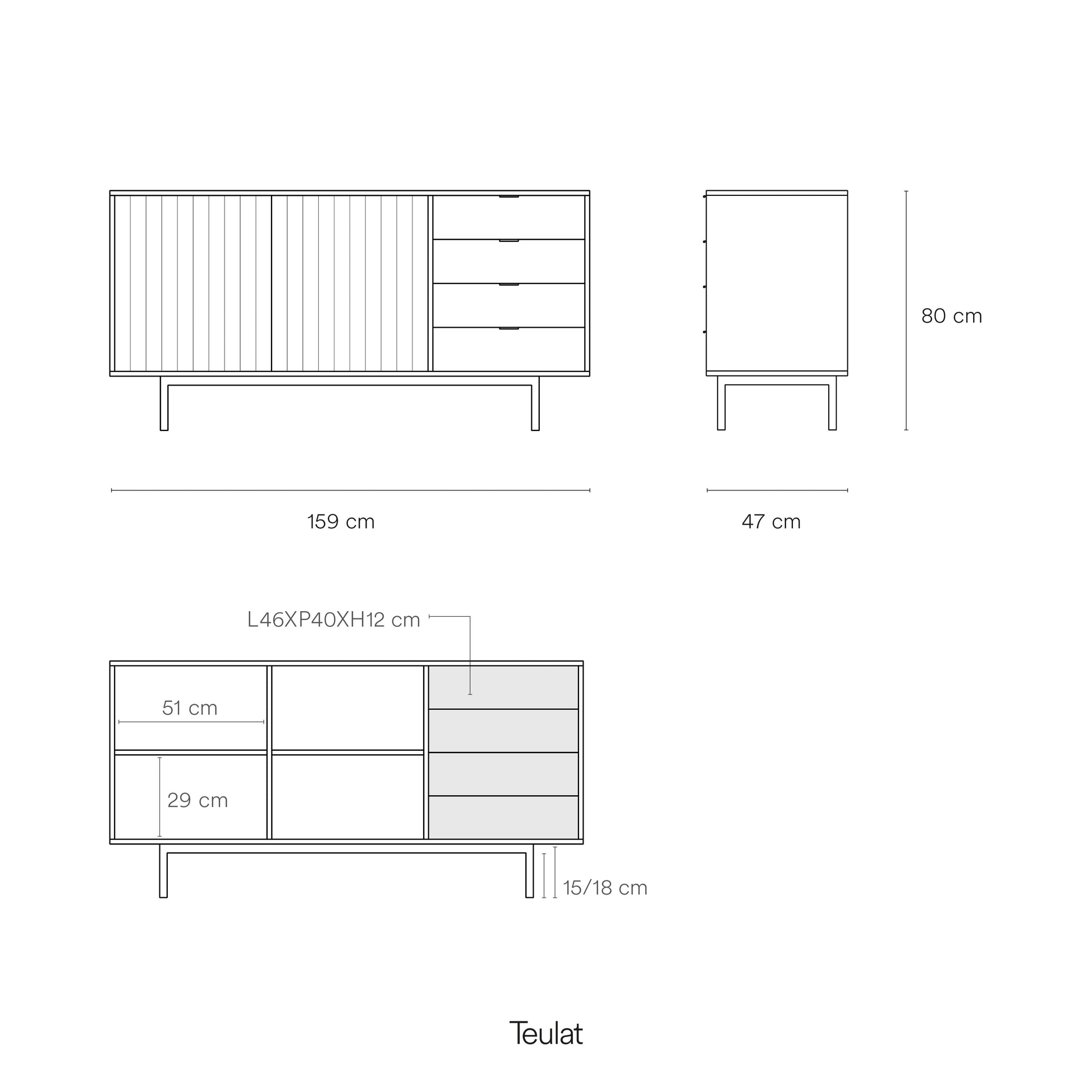 Ficha técnica oficial Teulat - Aparador Sierra Teulat | Aparador moderno de diseño
