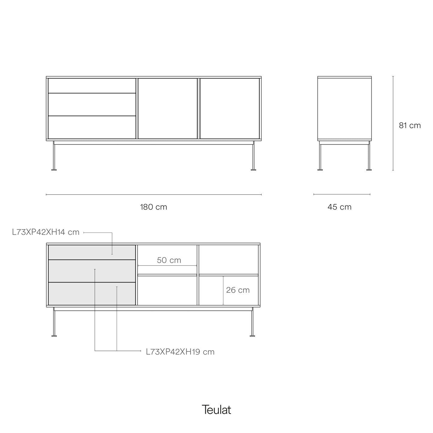 Aparador Yoko Teulat | Aparador minimalista contemporáneo