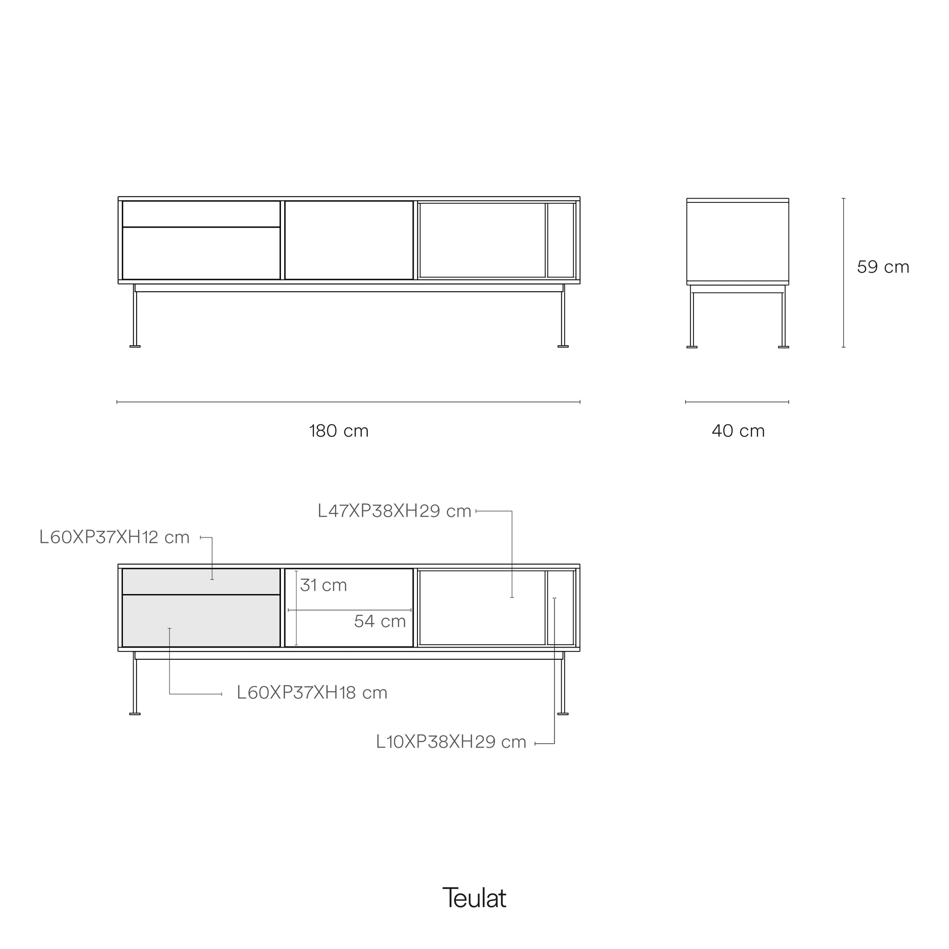 Mueble TV Yoko especificaciones técnicas - Catálogo producto