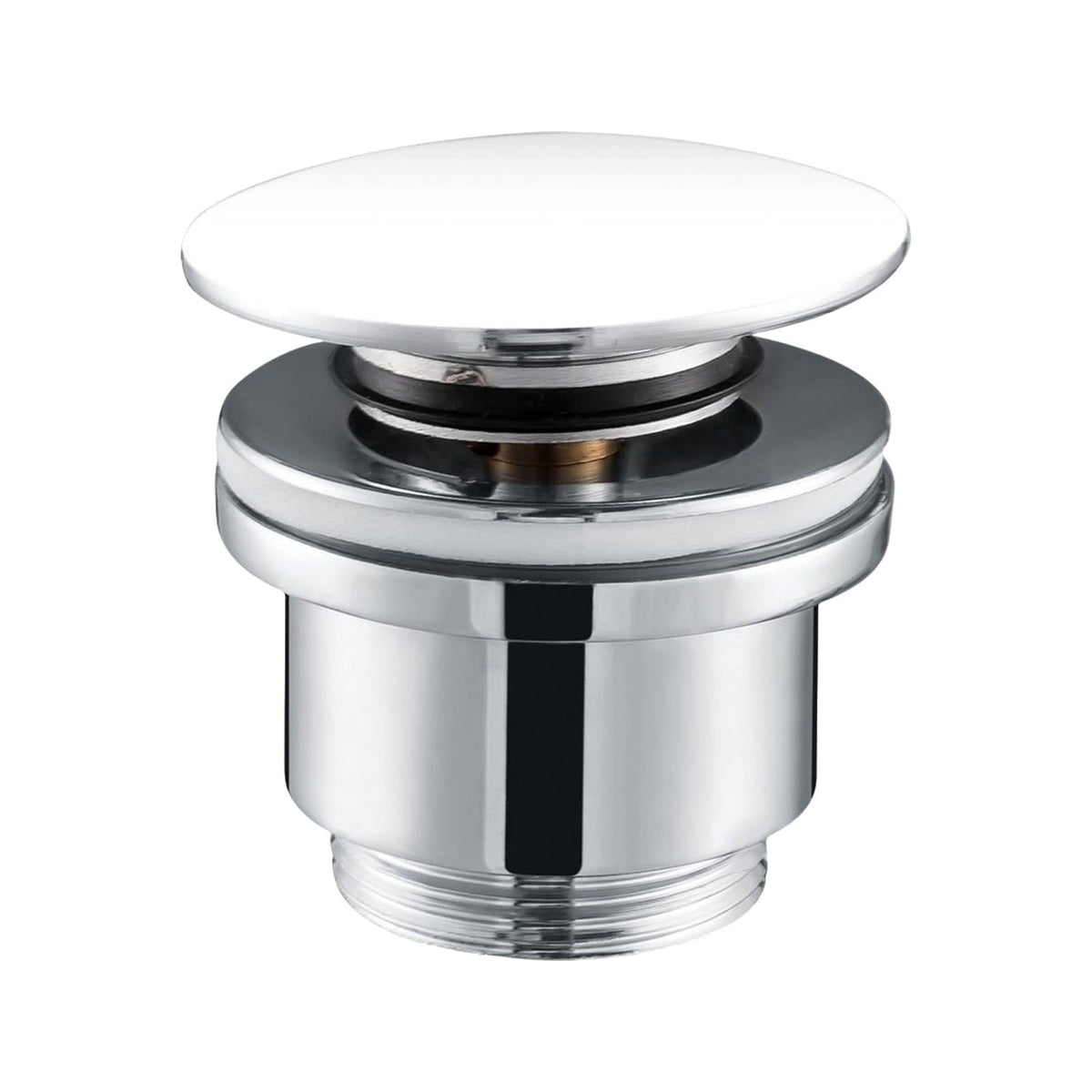 Válvula Click-clack Blanco Brillo IMEX sobre lavabo en baño contemporáneo