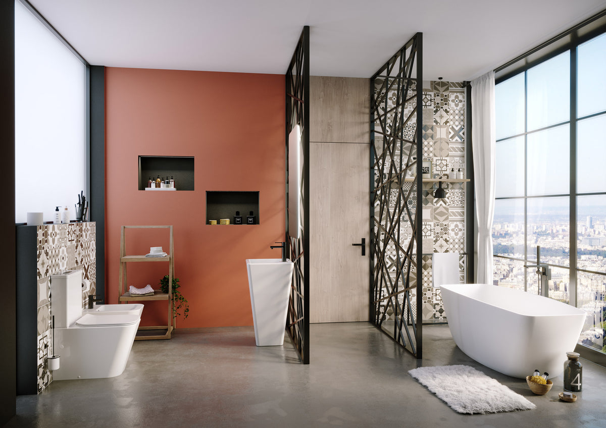 Ambiente Baño de Diseño Contemporáneo con Inodoro FLORENCIA Blanco