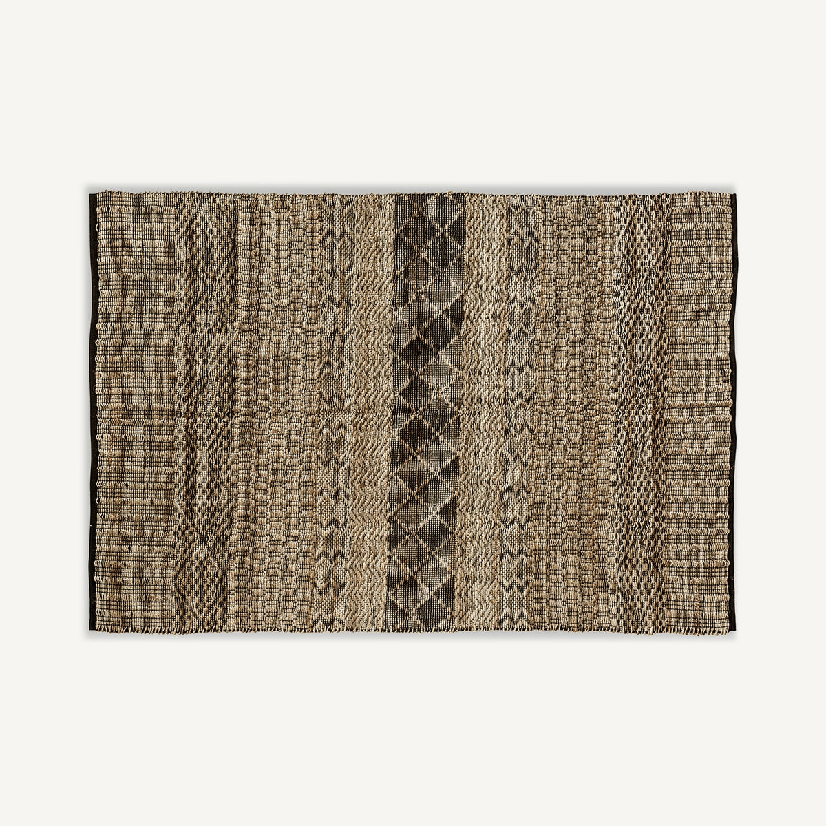 Alfombra Kelia Vical algodón negro y cáñamo natural, fibras naturales vintage 200x300 cm