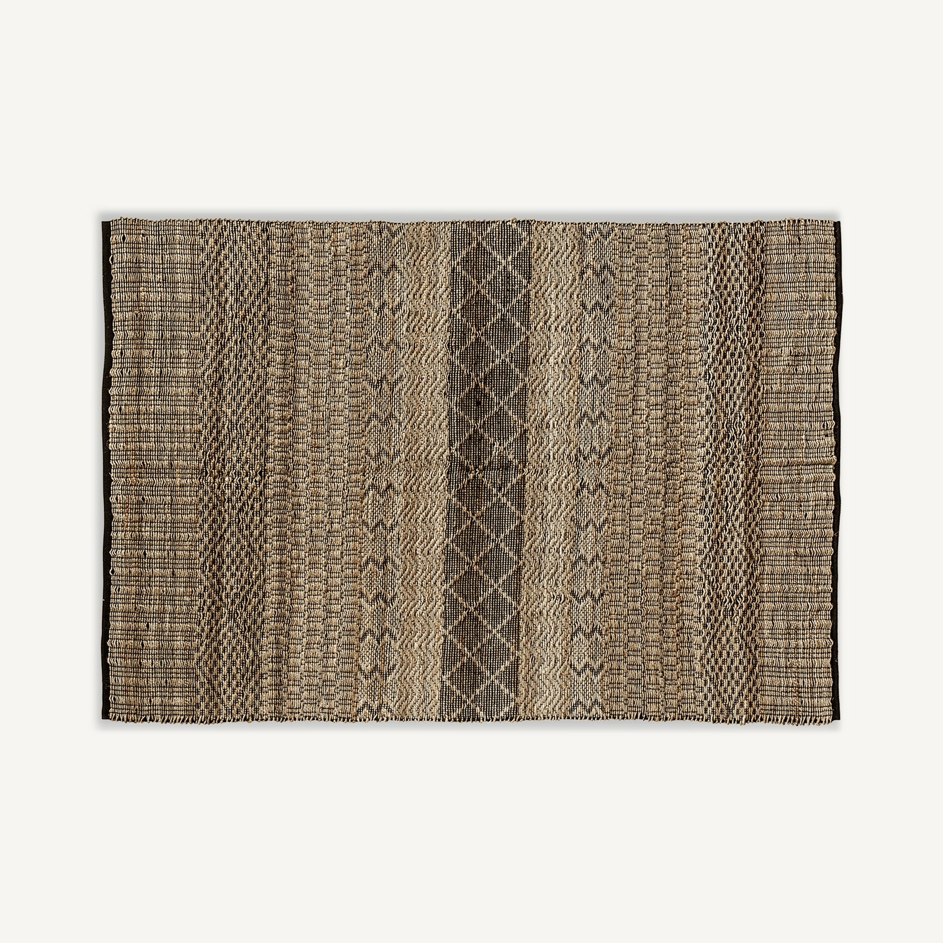 Alfombra Kelia Vical algodón negro y cáñamo natural, fibras naturales vintage 200x300 cm