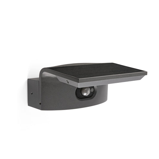 Aplique de pared exterior híbrido solar Faro LUMA 5W LED 3000K gris oscuro
