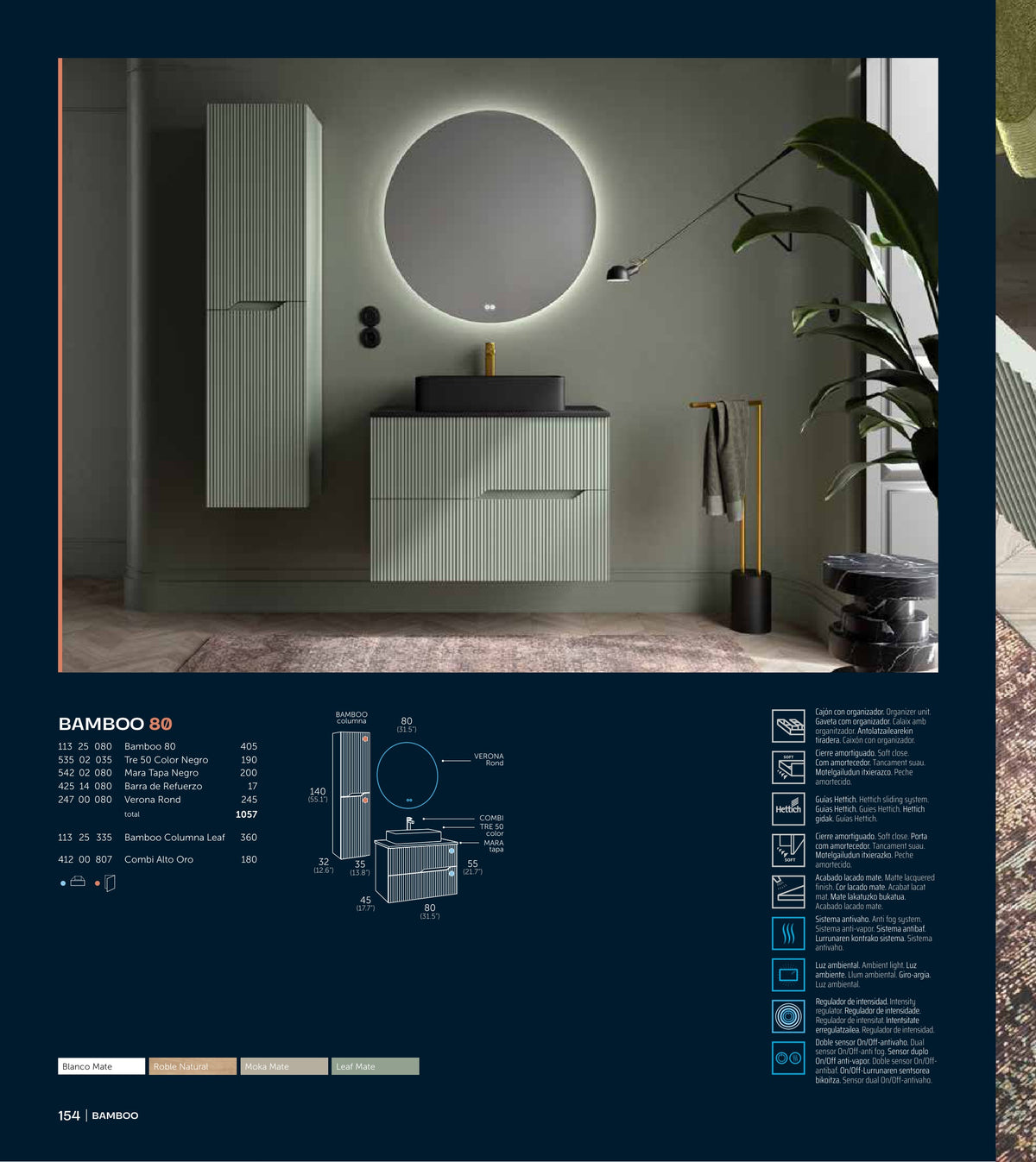 Mueble de baño Bamboo con lavabo y espejo