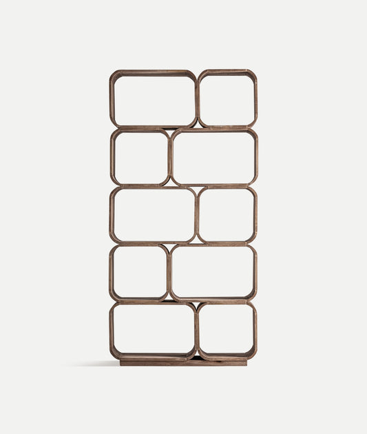 Estantería Grid de madera de mango con retícula irregular
