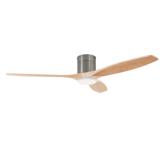 Ventilador Stem Evo 1320mm Tube FORLIGHT niquel satinado palas madera clara