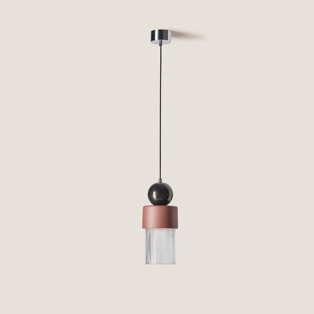 Lámpara Colgante GLAMM C1130 Aromas del Campo | Cristal Estriado, Mármol y Metal LED 7W Regulable