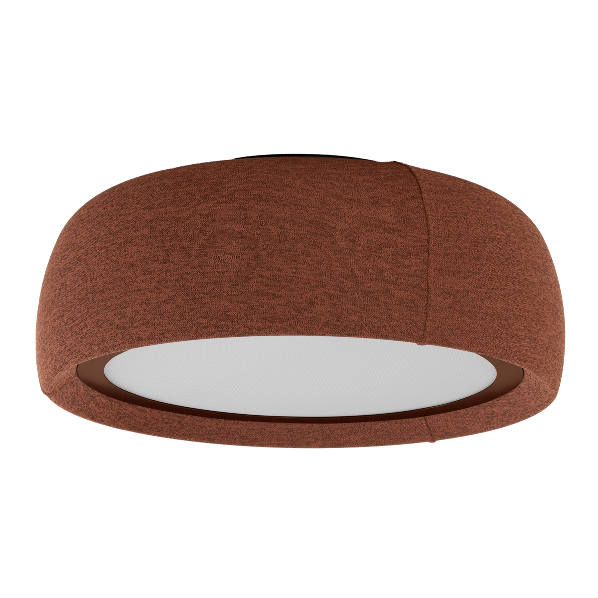 Plafón LED Gong Ceiling de LEDS C4, referencia 15-A366-W1-L1, vista en perspectiva del tejido rojo y difusor inferior