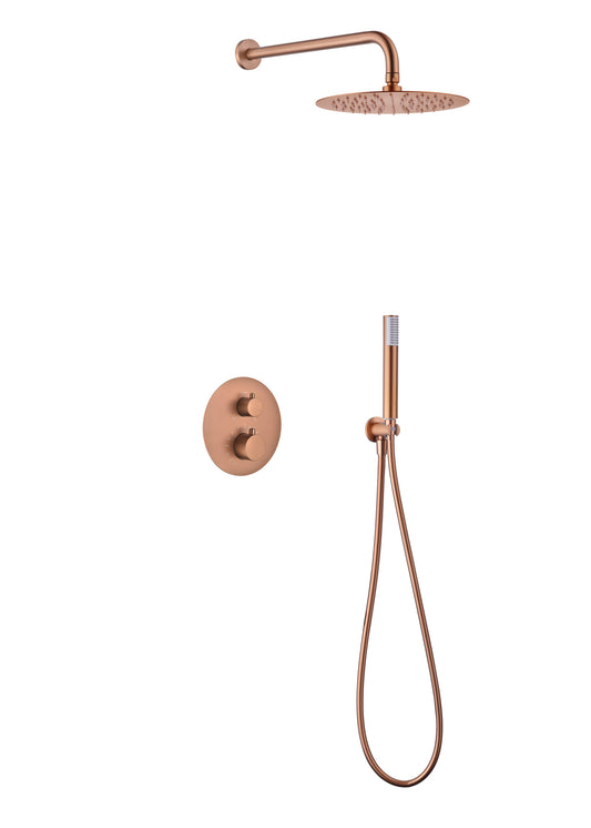 Conjunto Ducha Termostático Empotrado IMEX Monza Oro Rosa Cepillado GTM039/ORC
