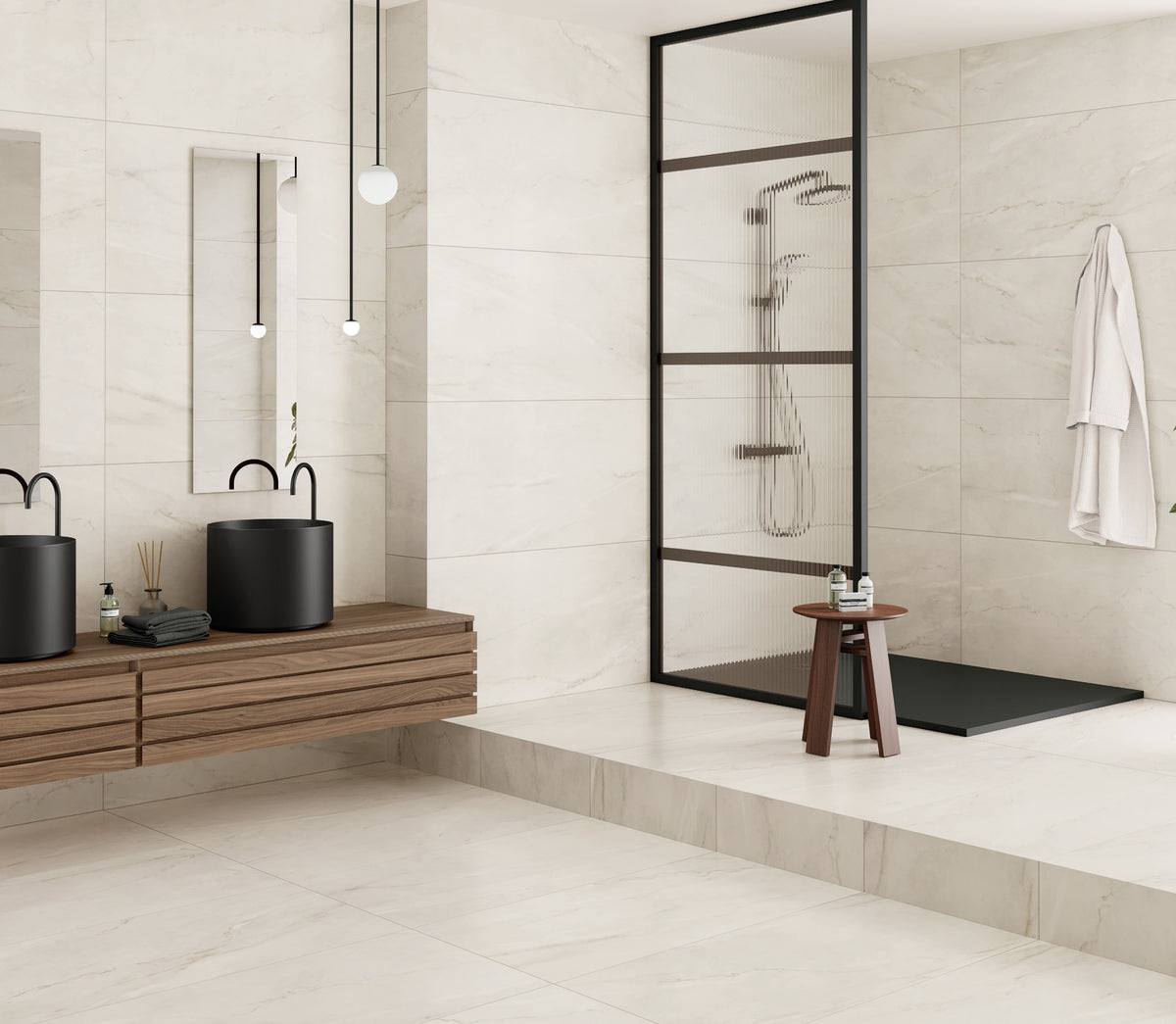 Ambiente KTL Aley Cream 60x120 cm satinado efecto mármol en pared