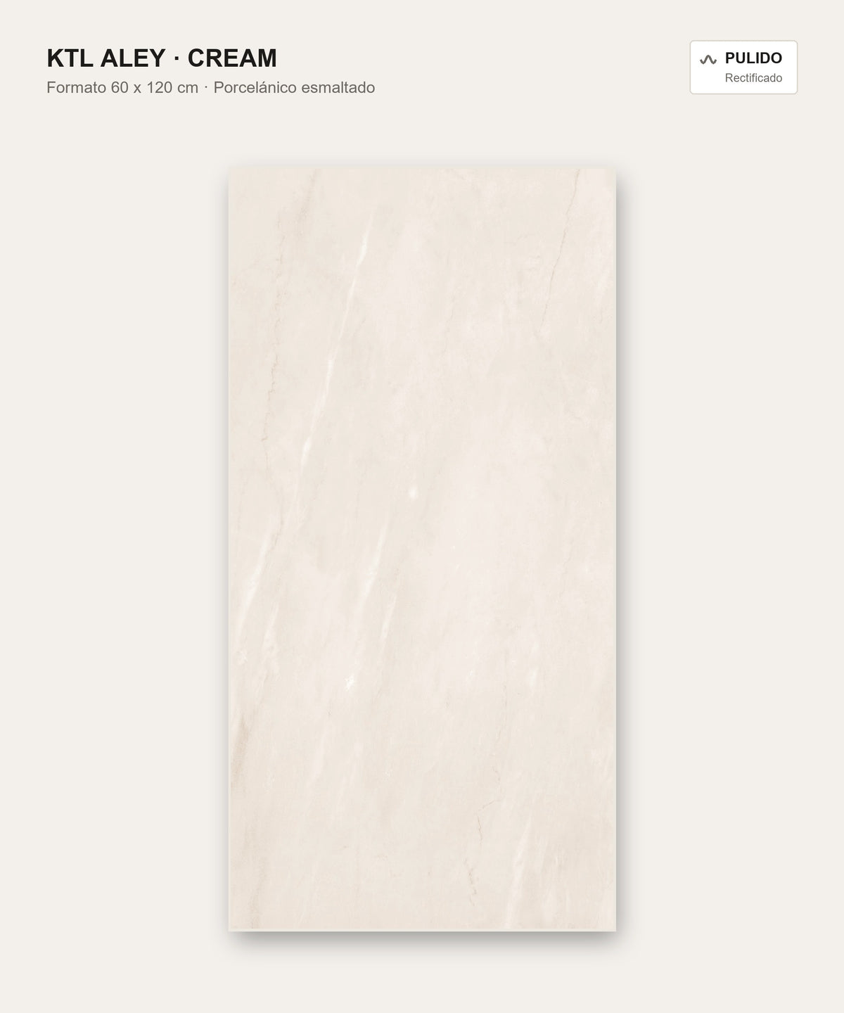 KTL Aley Cream Porcelánico rectificado 60x120 cm pulido rectificado efecto mármol