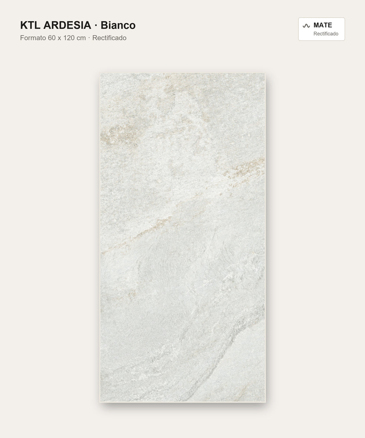 KTL Ardesia Bianco 60x120 cm porcelánico rectificado mate
