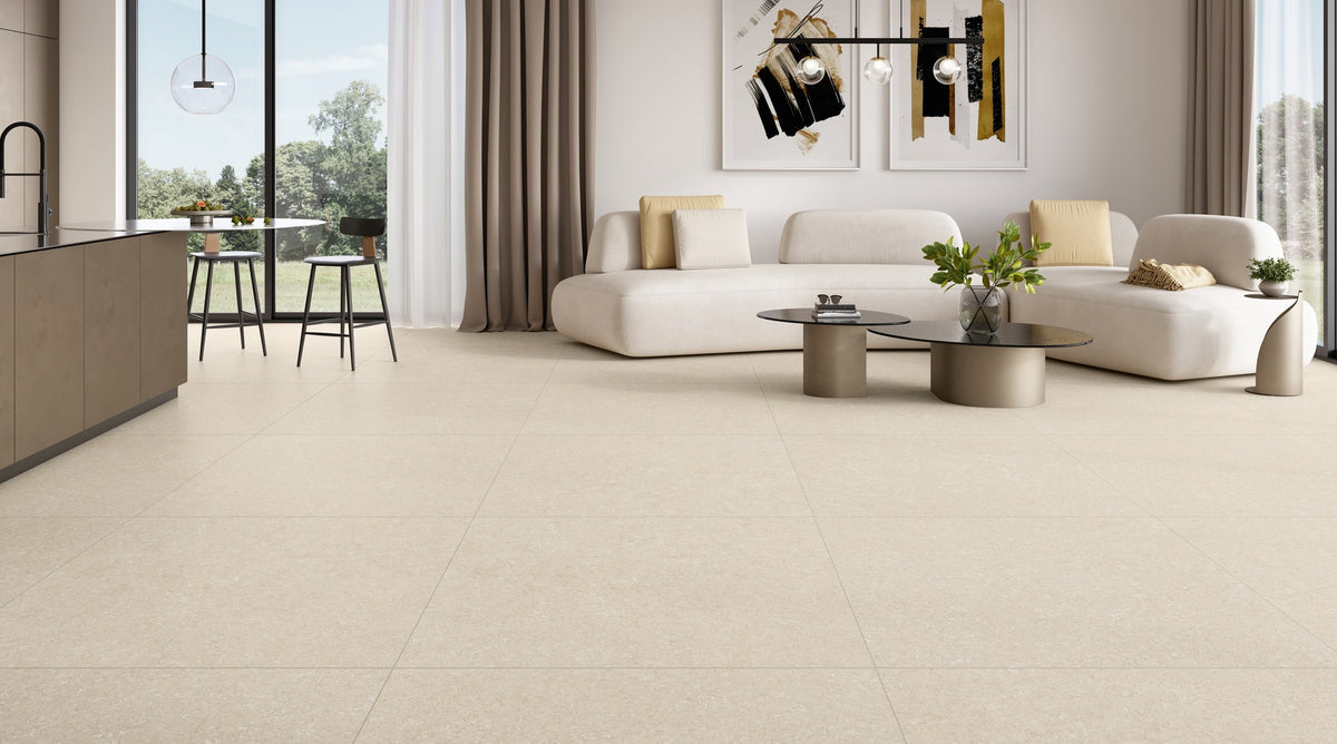 Ambiente KTL Aruba Cream 120x120 cm, porcelánico esmaltado efecto piedra mate rectificado