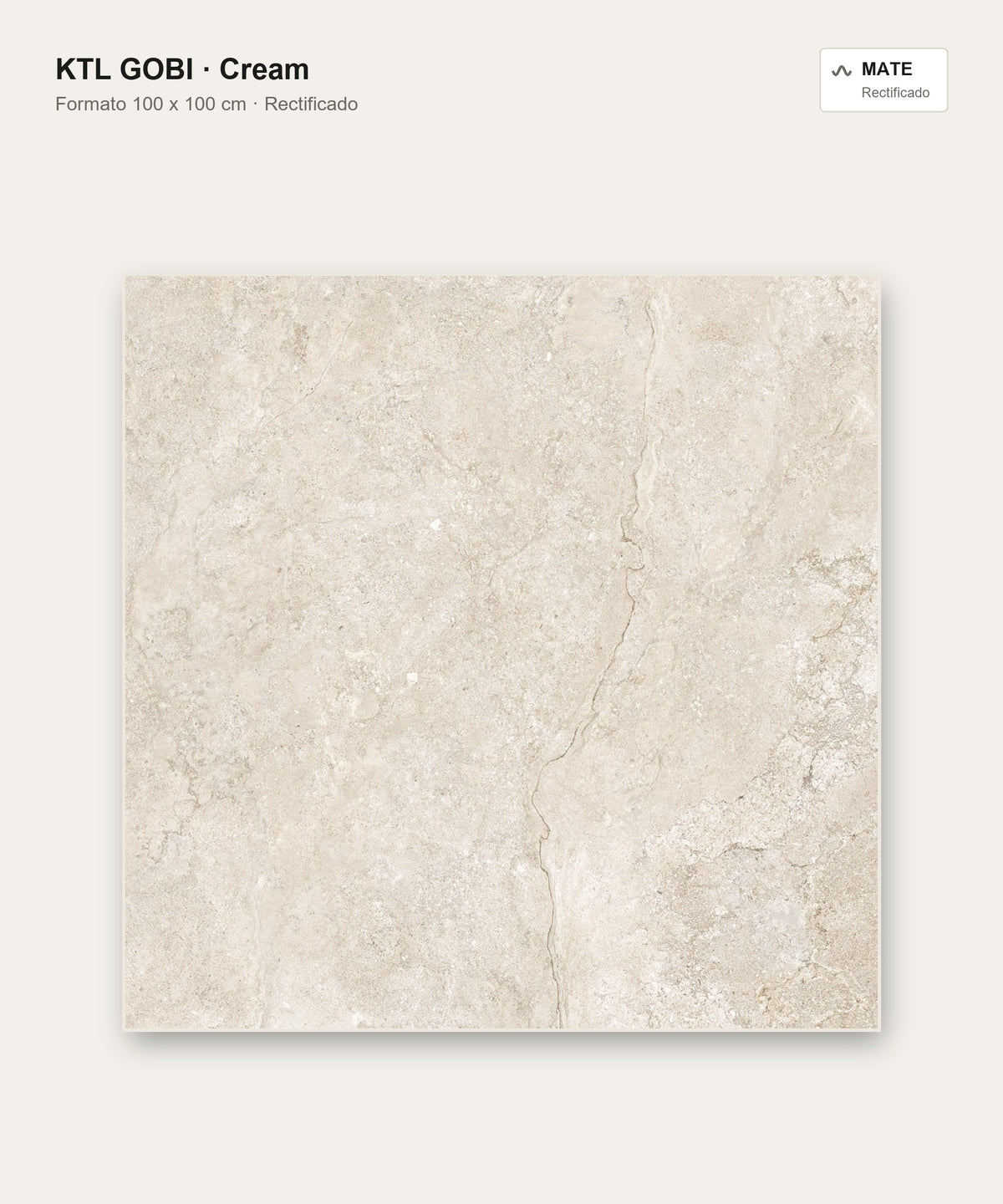 KTL Gobi Cream 100x100 cm · porcelánico rectificado mate