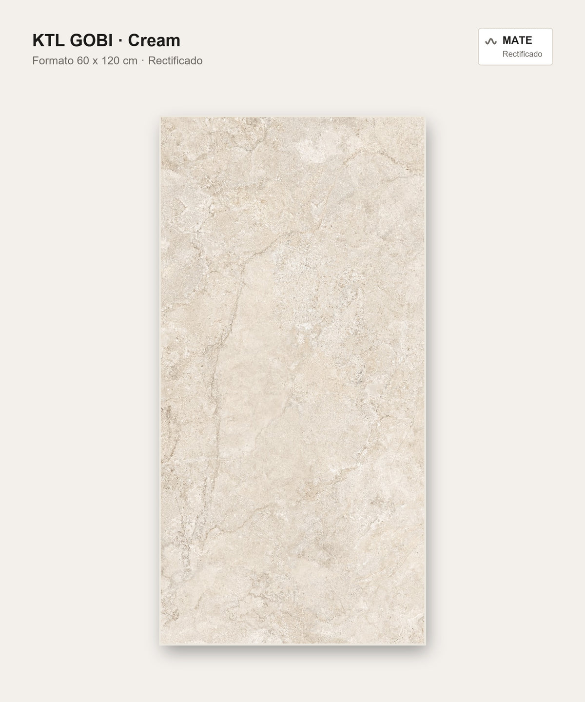 KTL Gobi Cream 60x120 cm · porcelánico rectificado mate