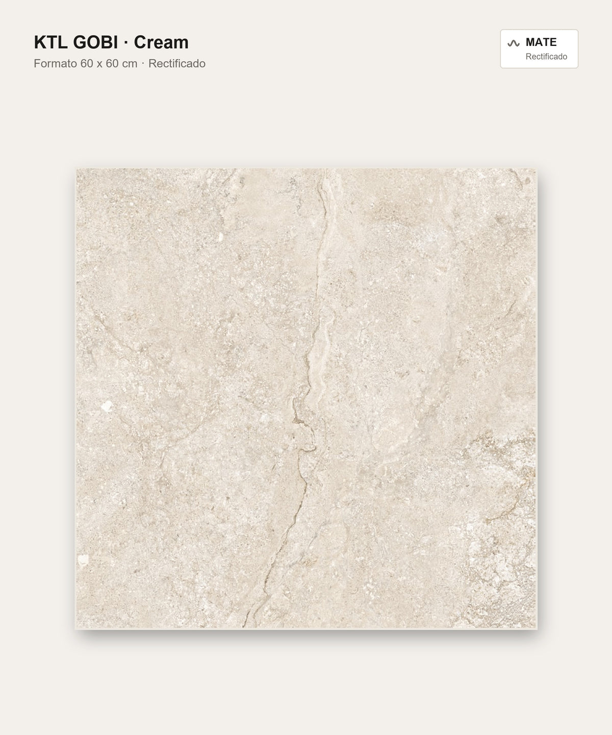 KTL Gobi Cream 60x60 cm · porcelánico rectificado mate