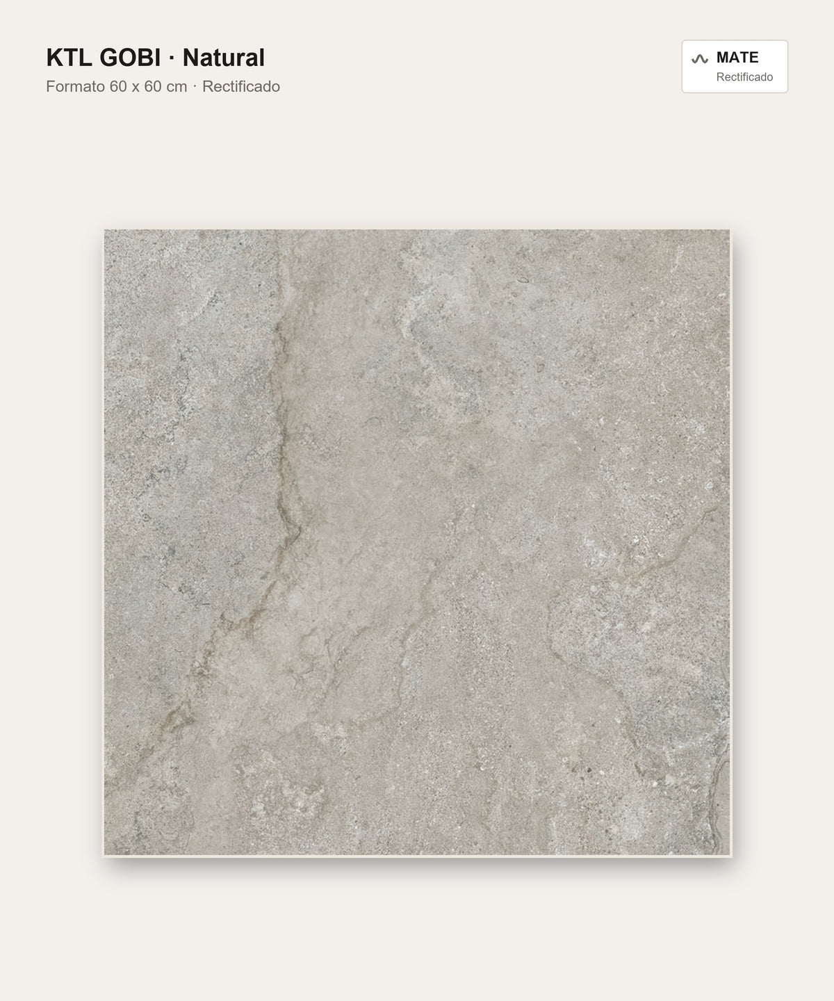 KTL Gobi Natural 60x60 cm · porcelánico rectificado mate
