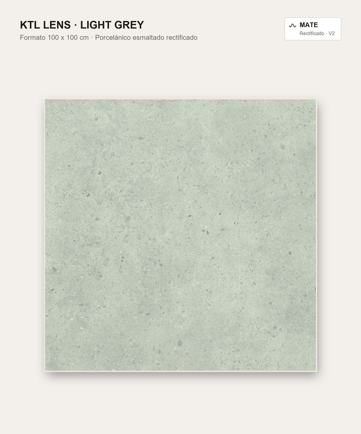 KTL Lens Light Grey porcelánico esmaltado rectificado 100x100 cm mate efecto piedra