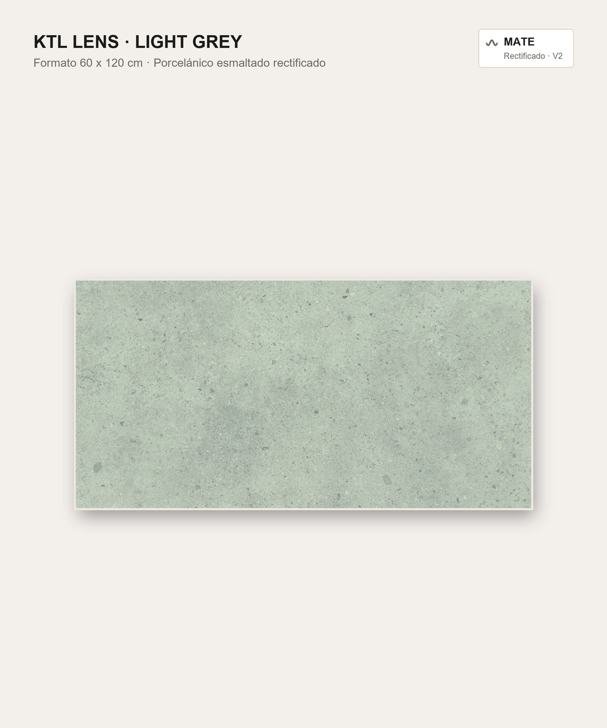 KTL Lens Light Grey porcelánico esmaltado rectificado 60x120 cm mate efecto piedra