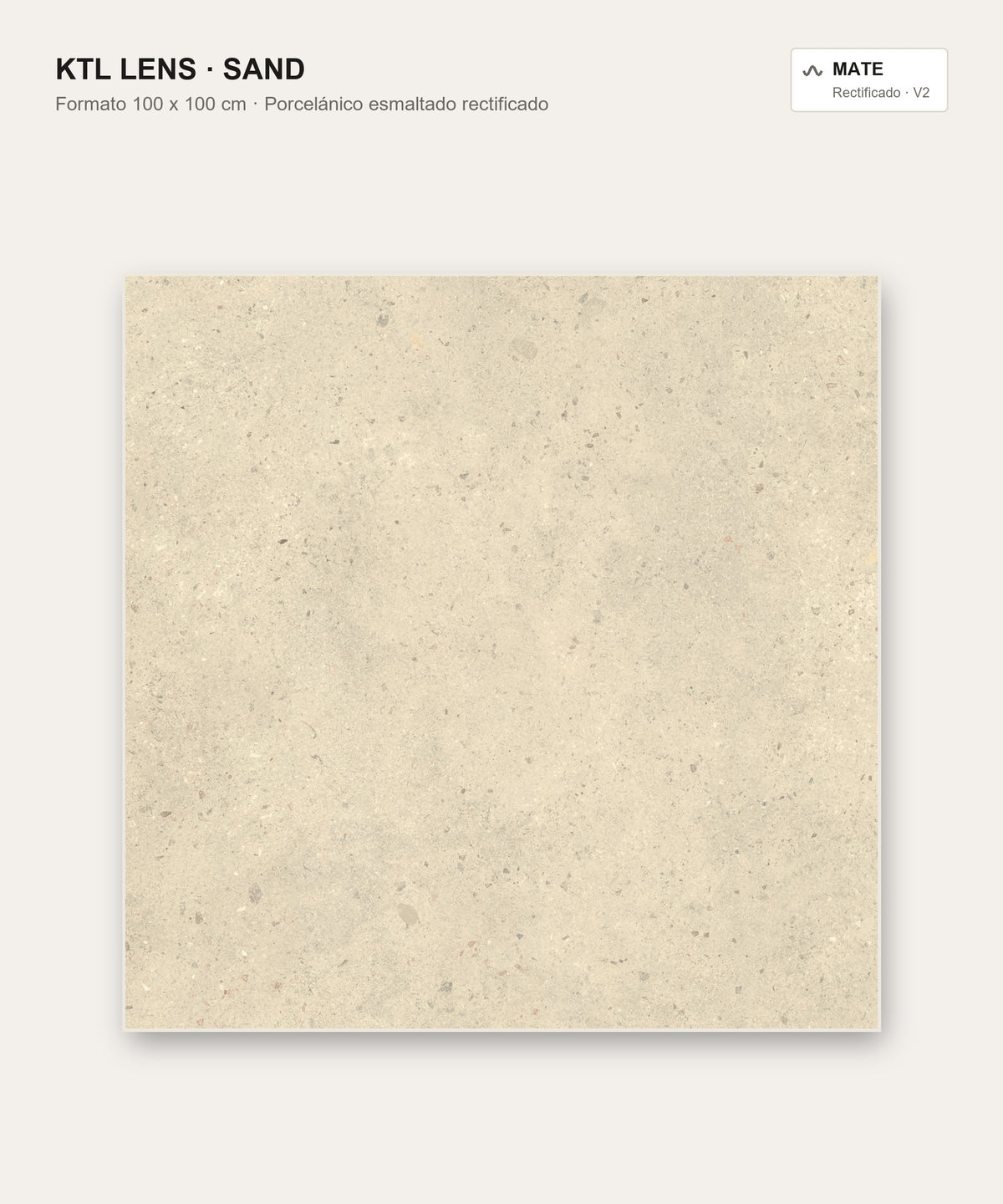KTL Lens Sand porcelánico esmaltado rectificado 100x100 cm mate efecto piedra