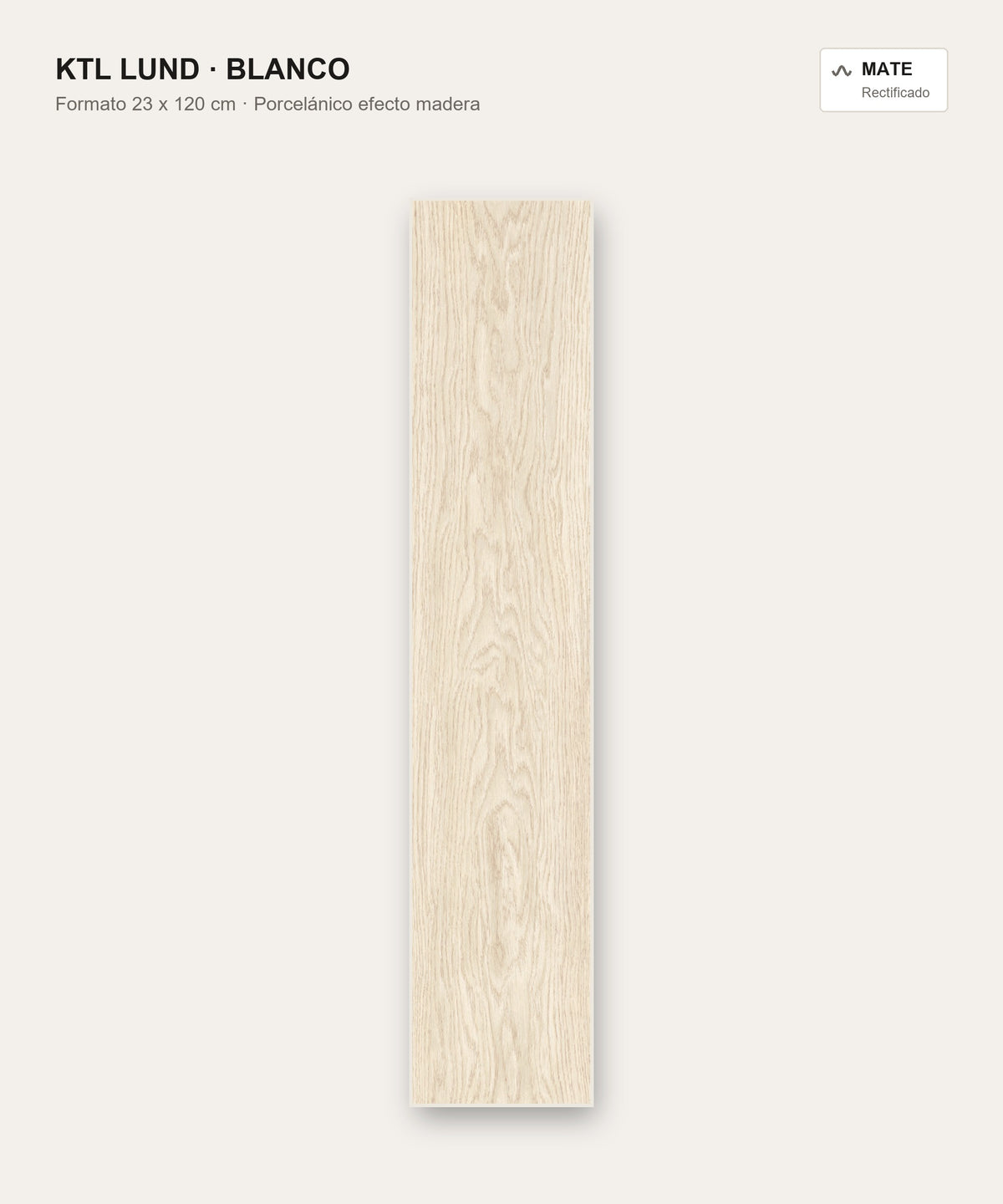 KTL Lund Blanco 23x120 cm porcelánico efecto madera