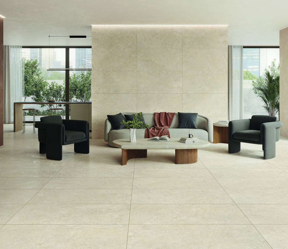 Ambiente KTL Namib Cream 60x120 cm, porcelánico esmaltado efecto piedra lapado mate 3D rectificado