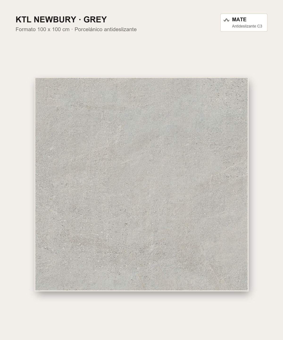 KTL Newbury Grey 100x100 cm porcelánico antideslizante efecto piedra