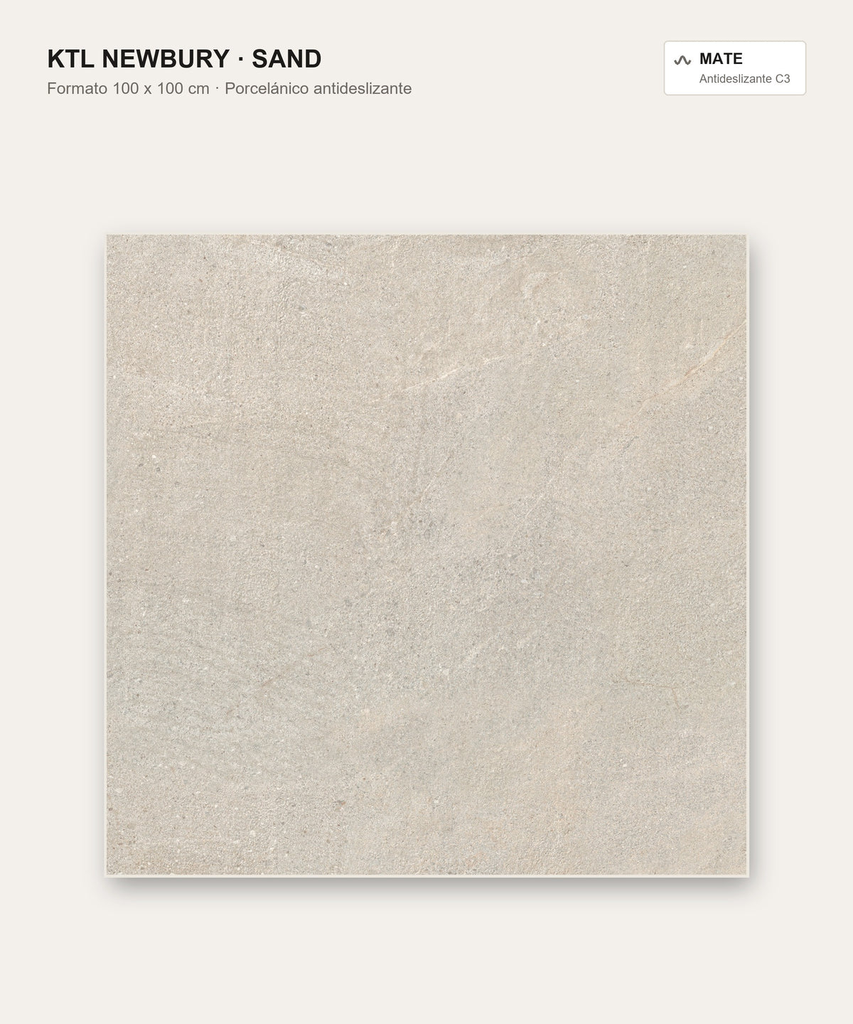KTL Newbury Sand 100x100 cm porcelánico antideslizante efecto piedra