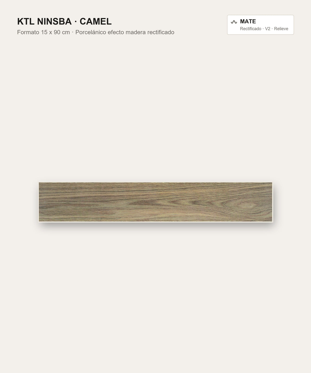 KTL Ninsba Camel 15x90 cm, porcelánico efecto madera mate rectificado