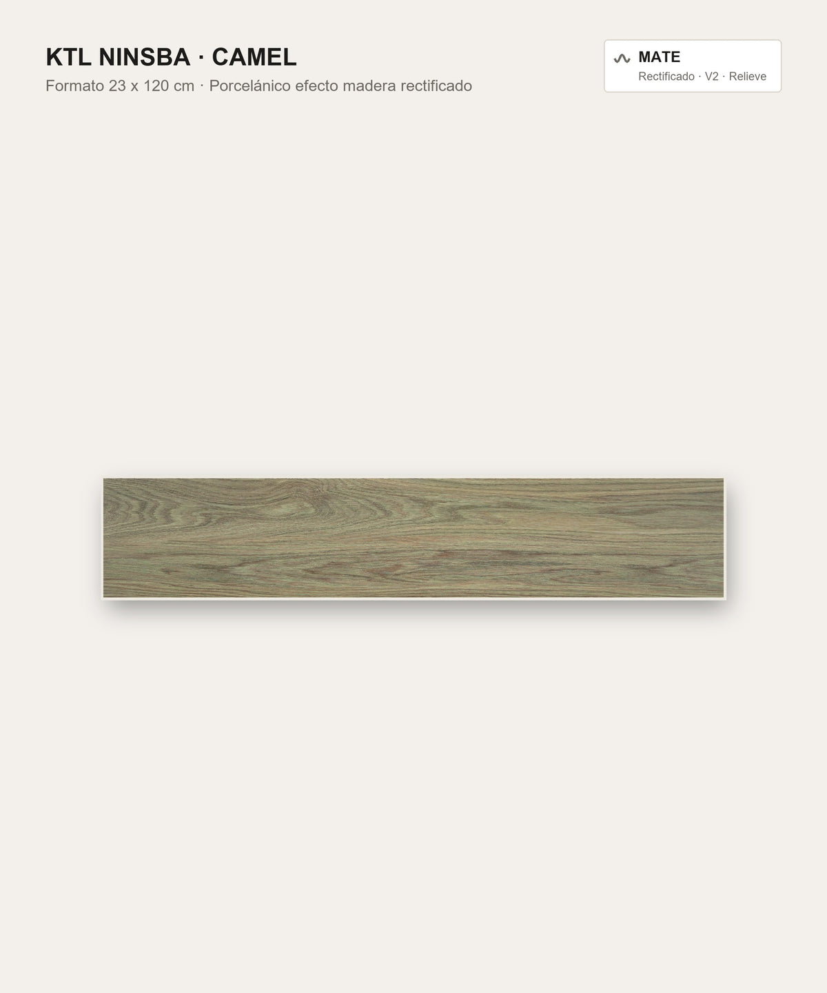 KTL Ninsba Camel 23x120 cm, porcelánico efecto madera mate rectificado
