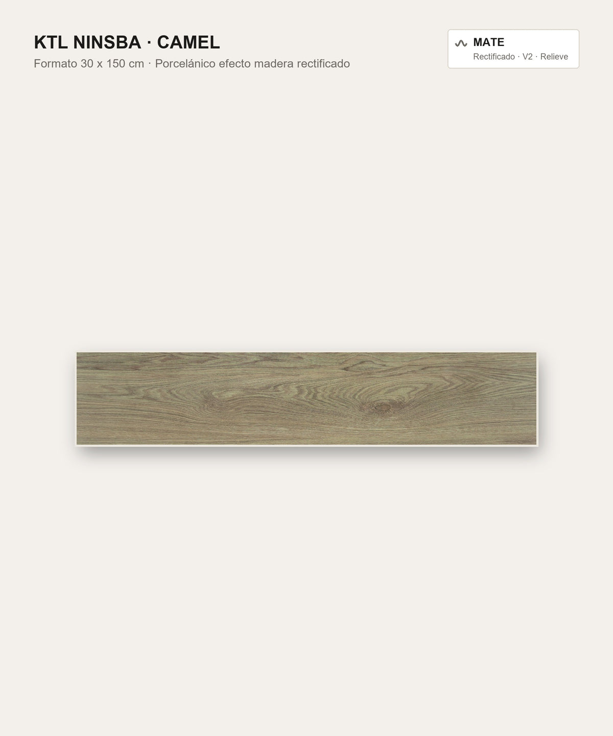 KTL Ninsba Camel 30x150 cm, porcelánico efecto madera mate rectificado