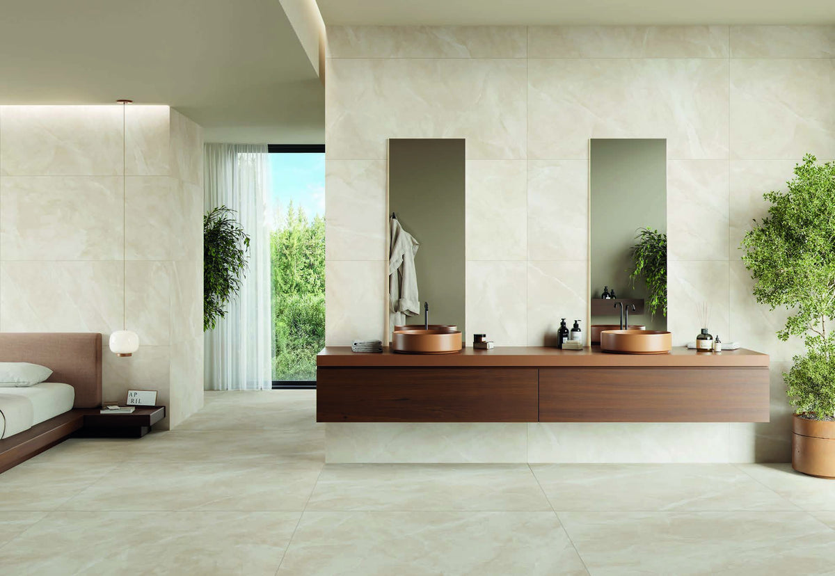 Ambiente KTL Riad Sand 120x120 cm, porcelánico esmaltado efecto mármol mate rectificado