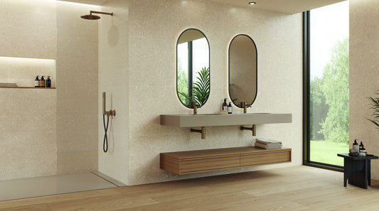 Ambiente KTL Shellstone Natural 60x120 cm, porcelánico efecto piedra lapado mate 3D rectificado
