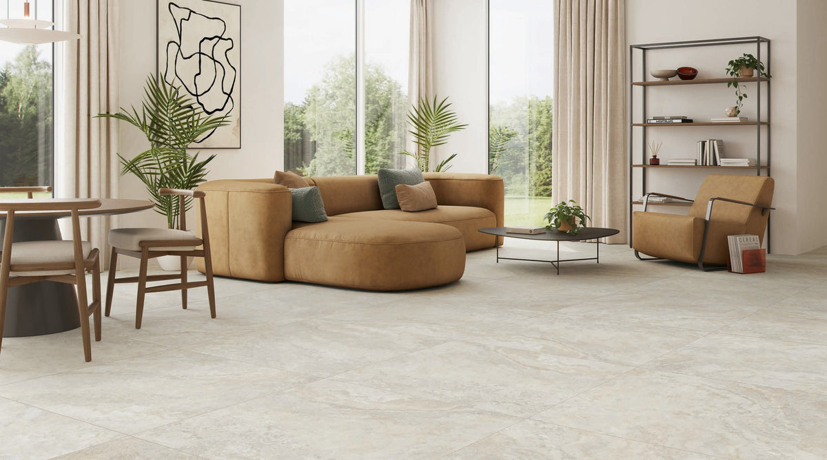 Ambiente KTL Terme Avorio 100x100 cm, porcelánico esmaltado efecto piedra mate rectificado