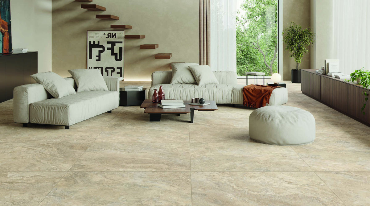 Ambiente KTL Terme Beige 120x120 cm, porcelánico esmaltado efecto piedra mate rectificado