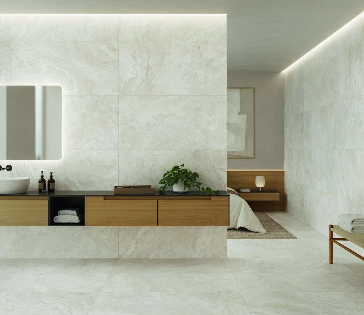Ambiente KTL Terme Bianco 60x120 cm, porcelánico esmaltado efecto piedra mate rectificado