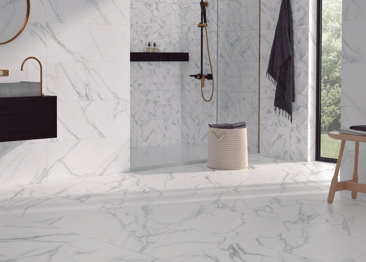 KTL ASTON | Porcelánico Rectificado Efecto Mármol Calacatta (Satinado / Pulido)