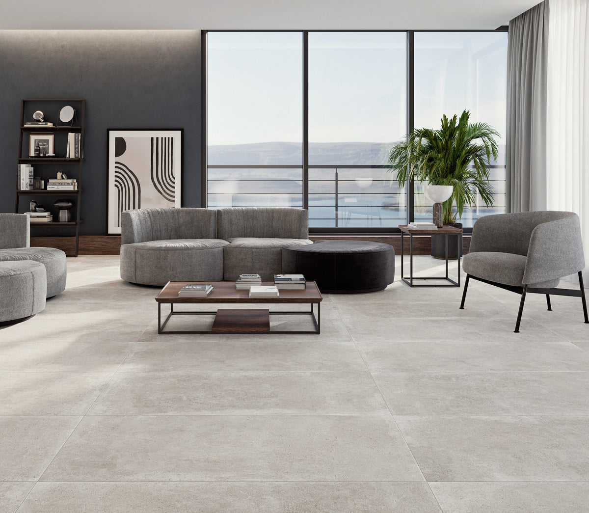 Ambiente de bano de diseno con porcelanico Caspio 60x120 cm