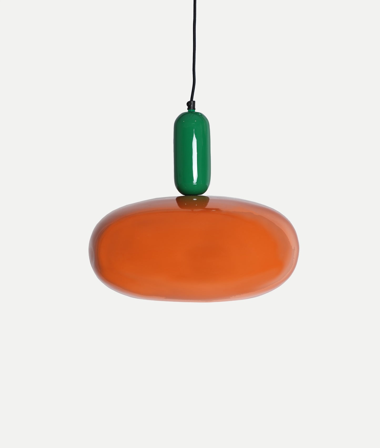 Lámpara colgante Falhia de hierro en naranja y verde de 38 cm