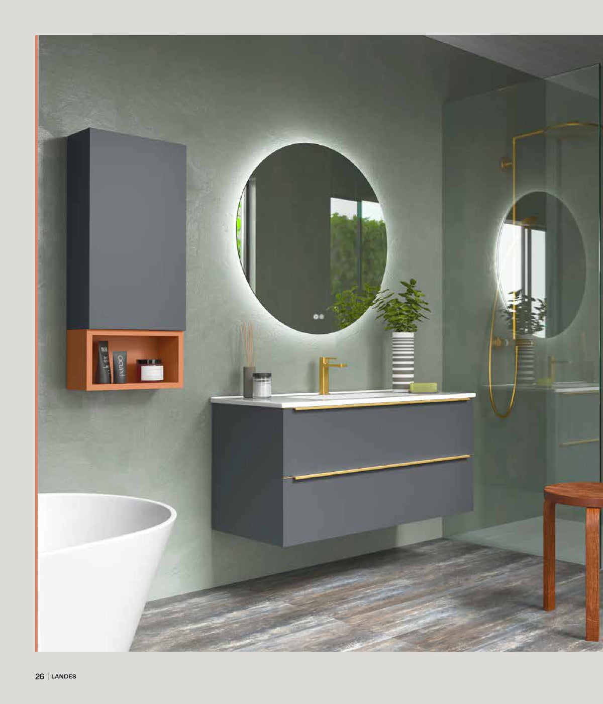Mueble de baño Landes con lavabo y espejo