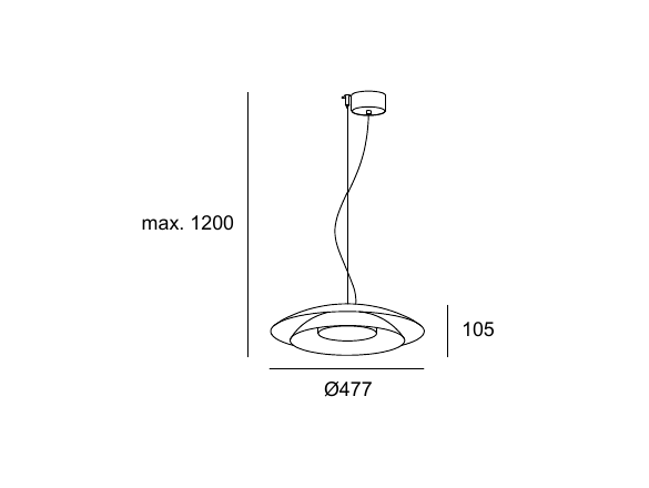 Dibujo técnico lámpara colgante Noway grande Ø477 mm LEDS C4