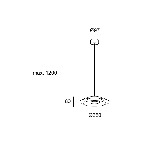 Dibujo técnico lámpara colgante Noway pequeña Ø350 mm LEDS C4