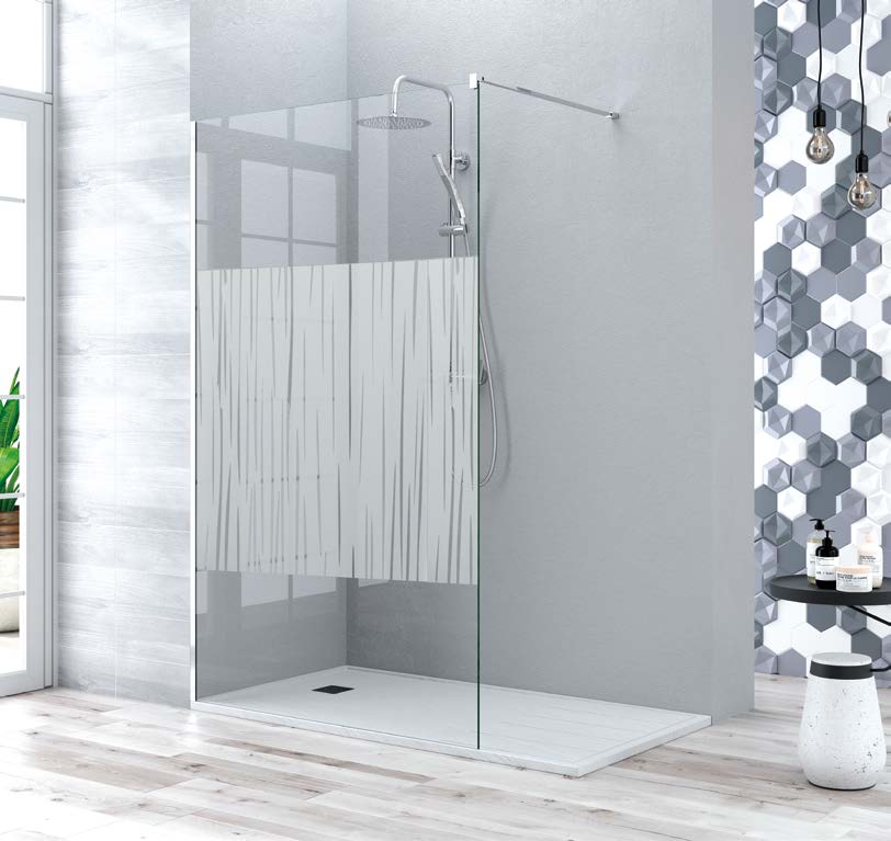 Mampara de ducha Manac Get Up & Design panel fijo con decoración impresa en el vidrio