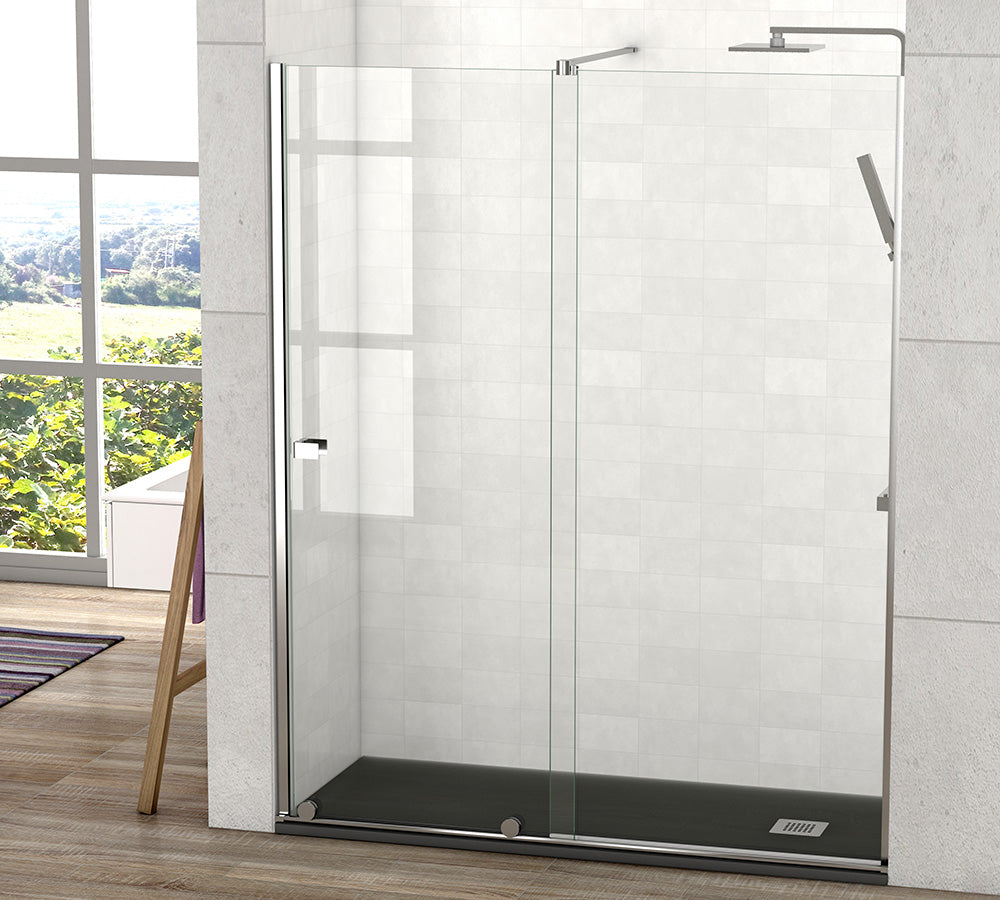 Mampara de ducha Manhat Get Up & Design corredera 1 puerta + 1 fijo sin perfileria superior
